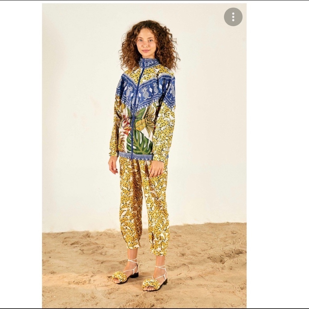 Anthropologie Farm Rio Spotted Leaves Banana Windbreaker Sz Small